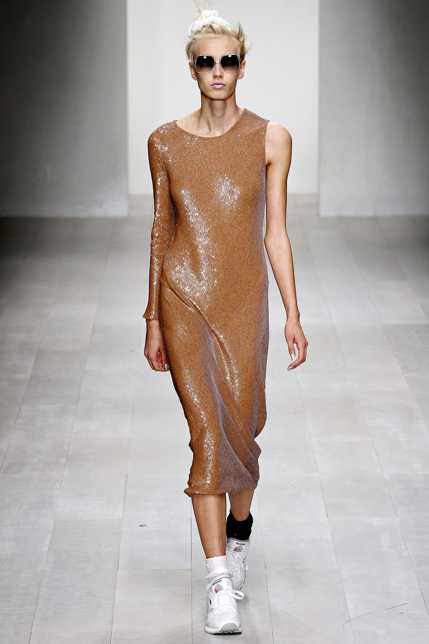 brown metallic asymmetric dress