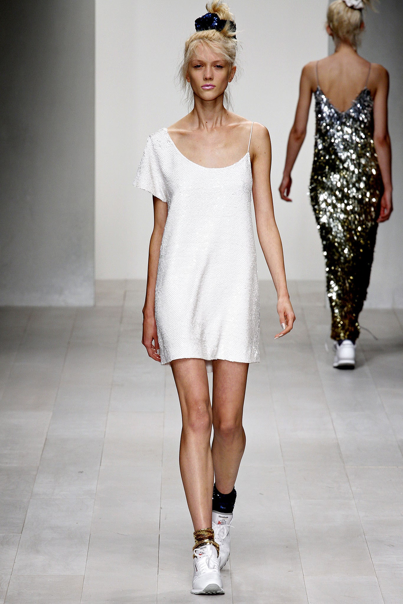 white silk fitted dress