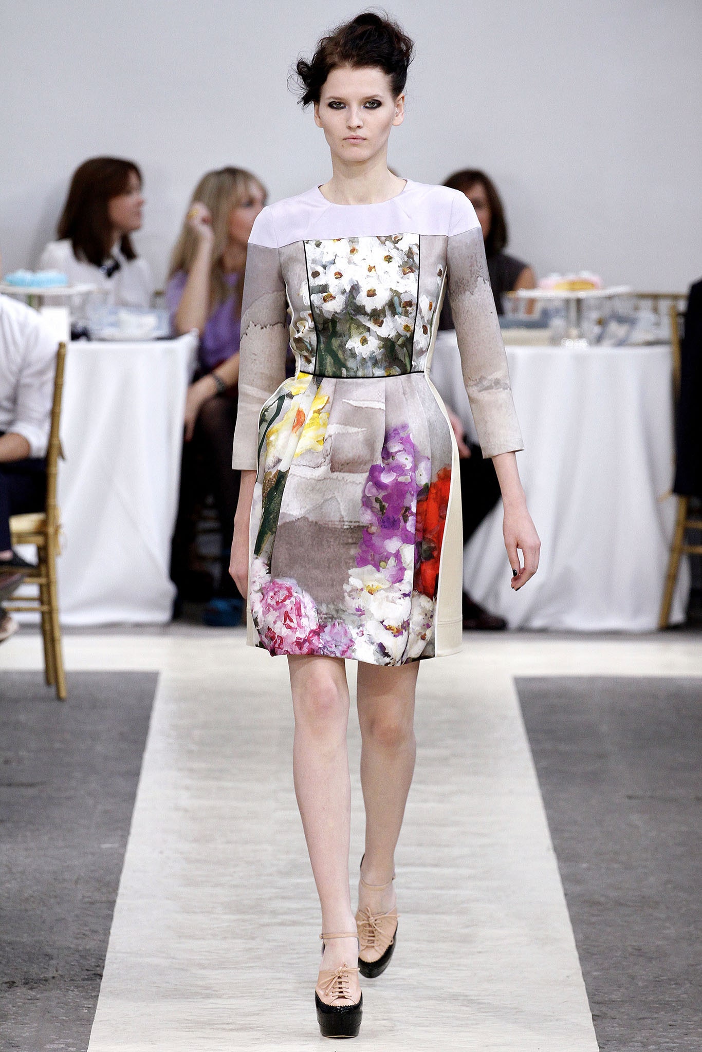 multi-colored silk long-sleeve dress