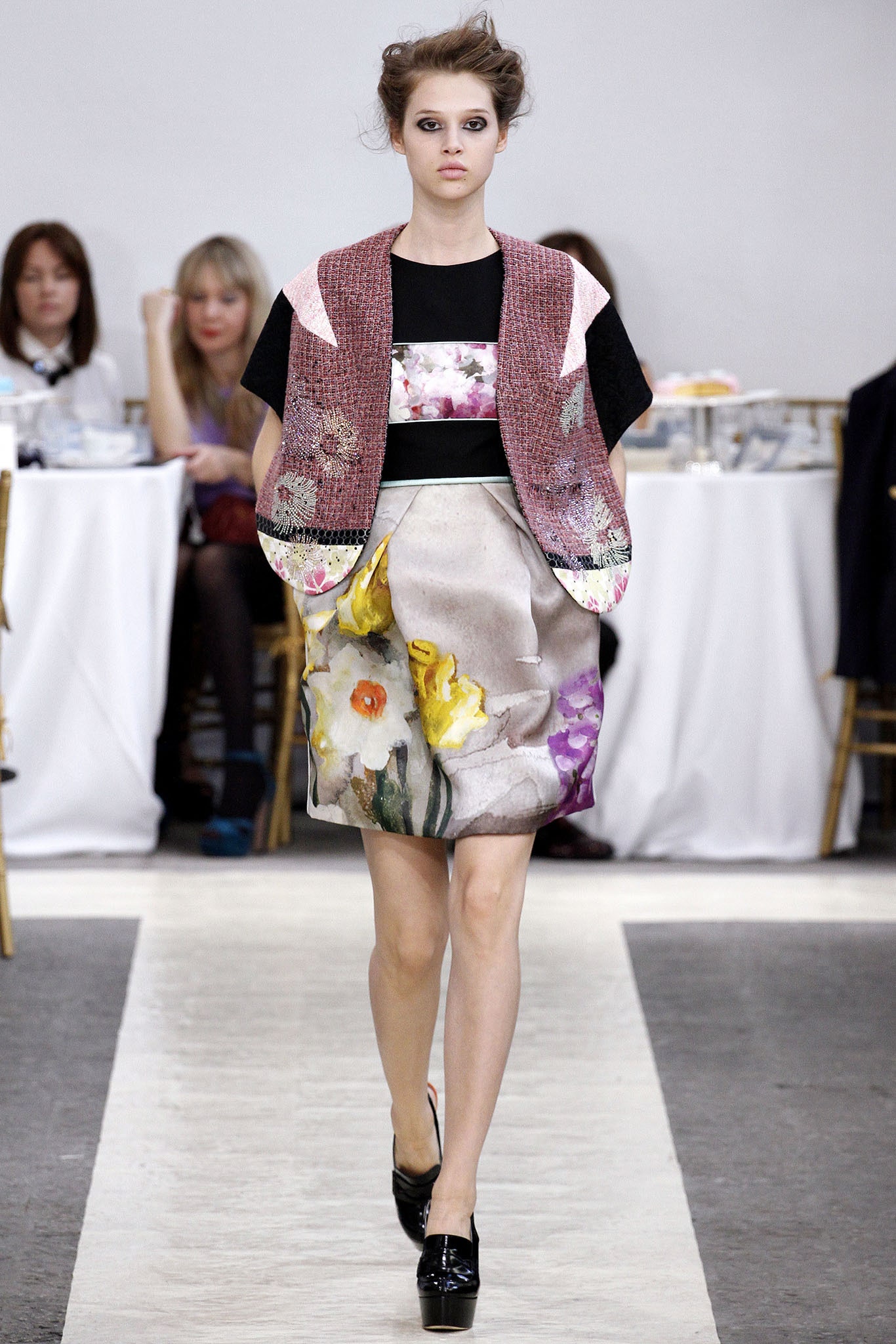 pink wool sleeveless relaxed layered vest
