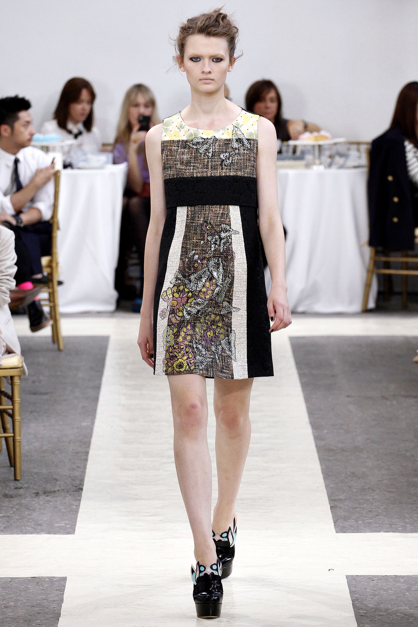 black multi-color sleeveless dress