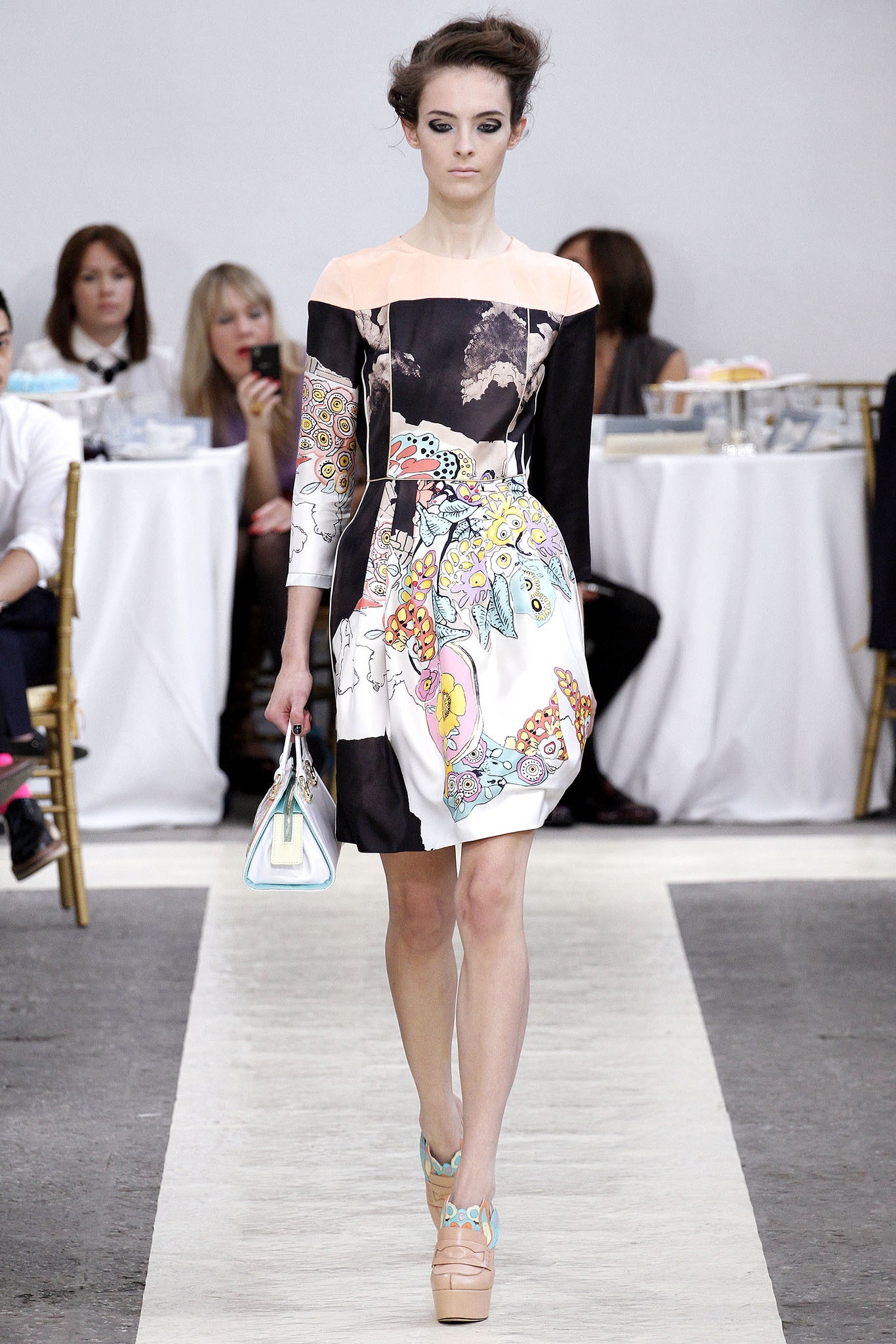 black and white printed mini dress