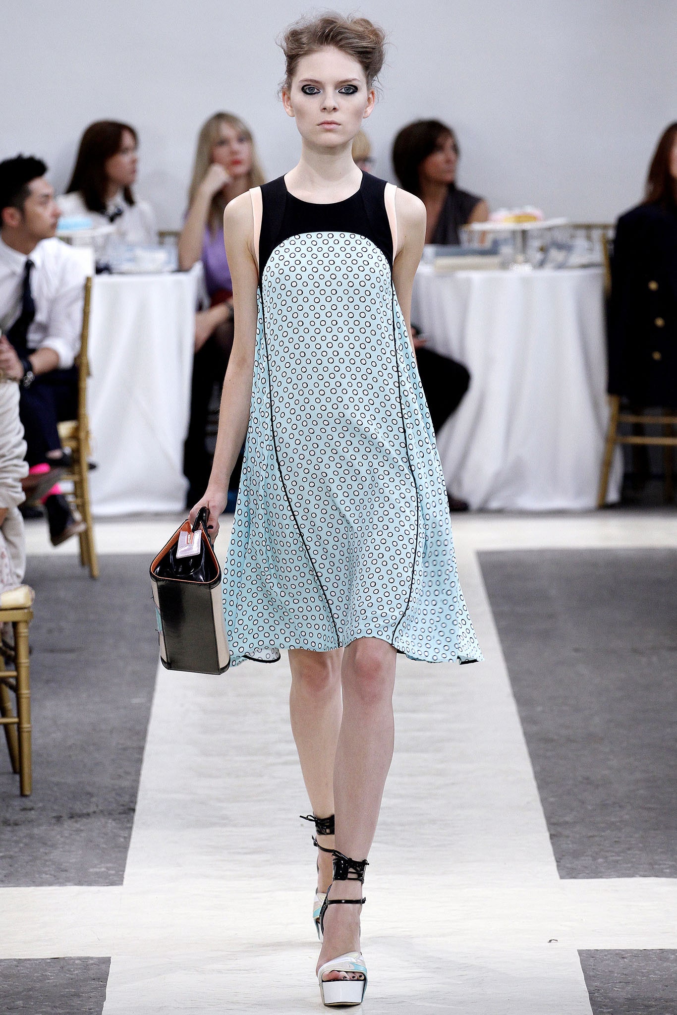 blue printed sleeveless dress