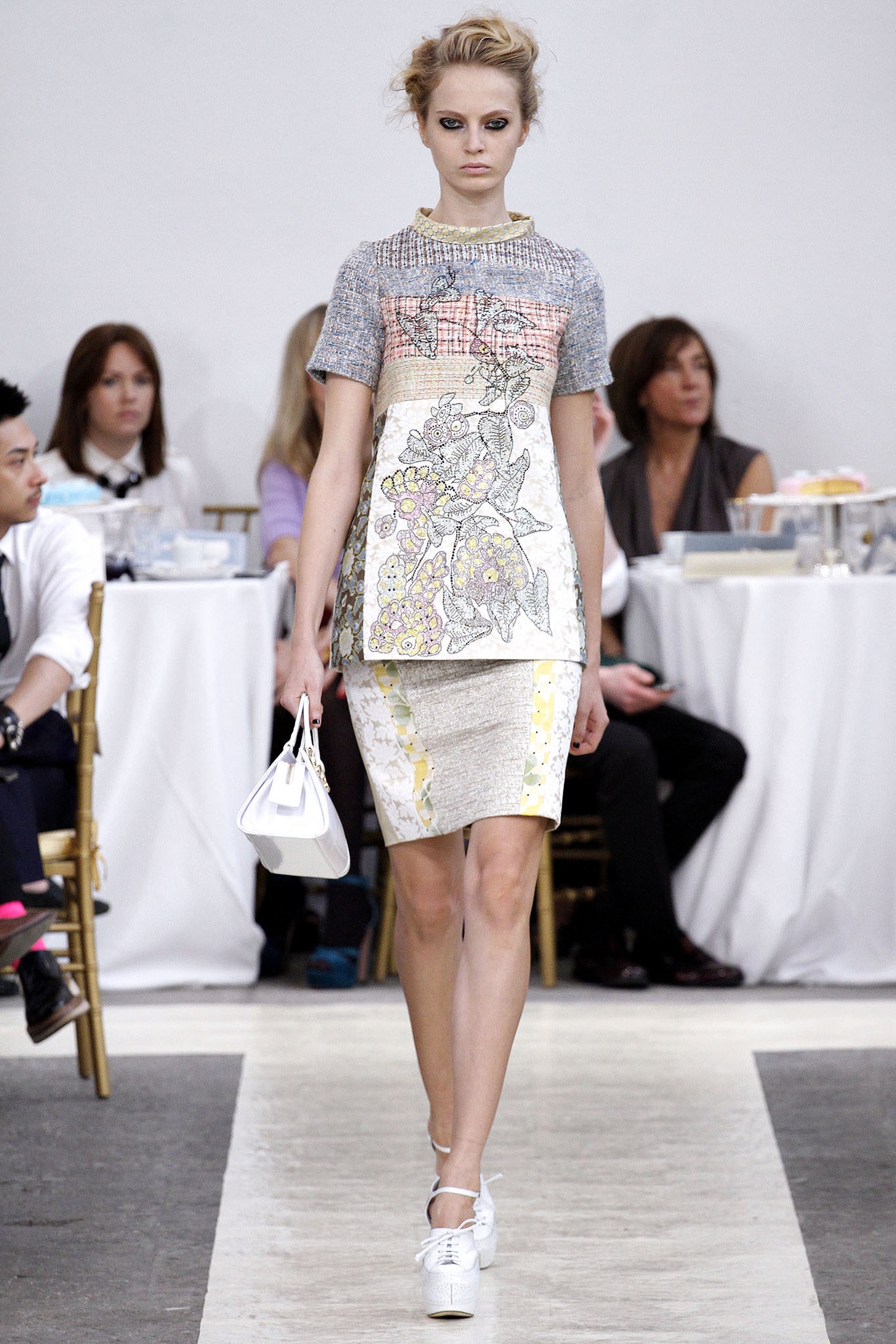 multi-colored fitted embroidered dress