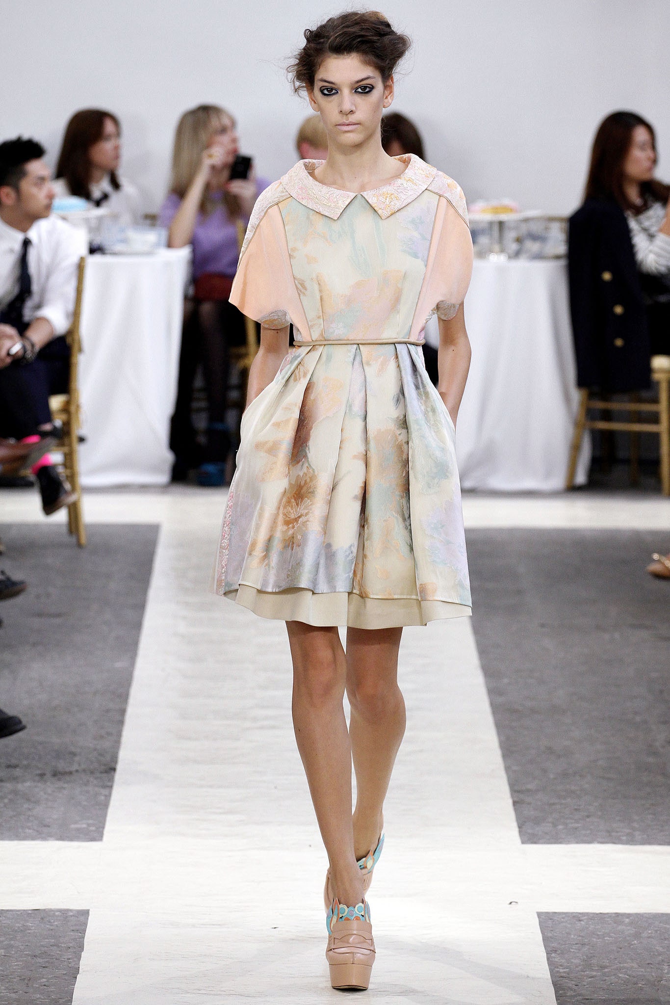 multi-colored silk pleated dress