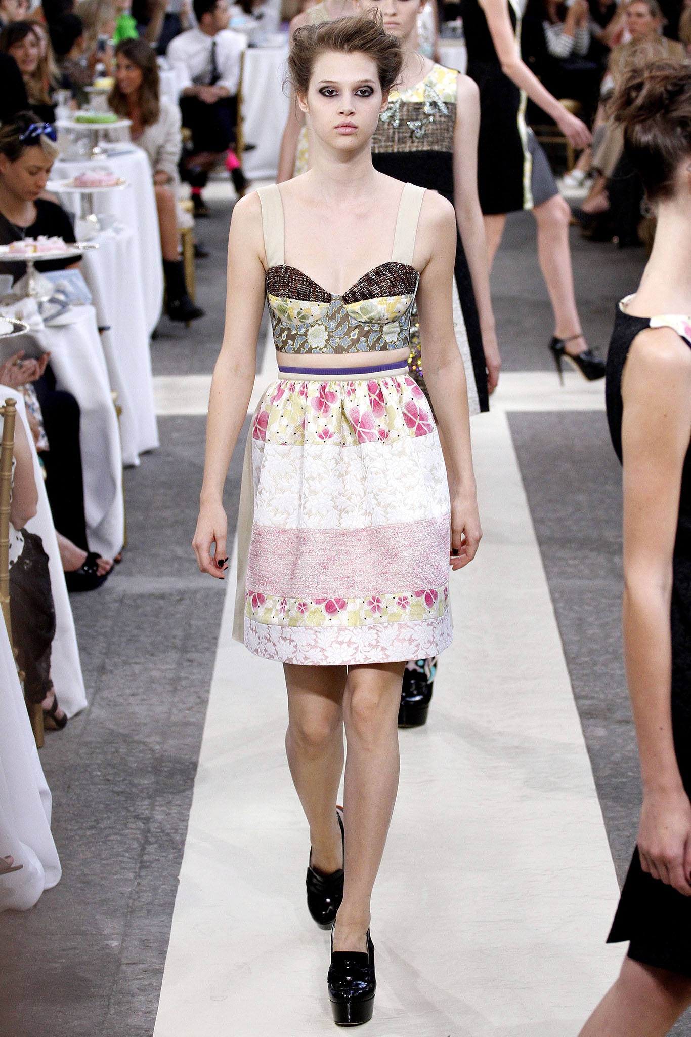 multi-colored fitted sleeveless dress
