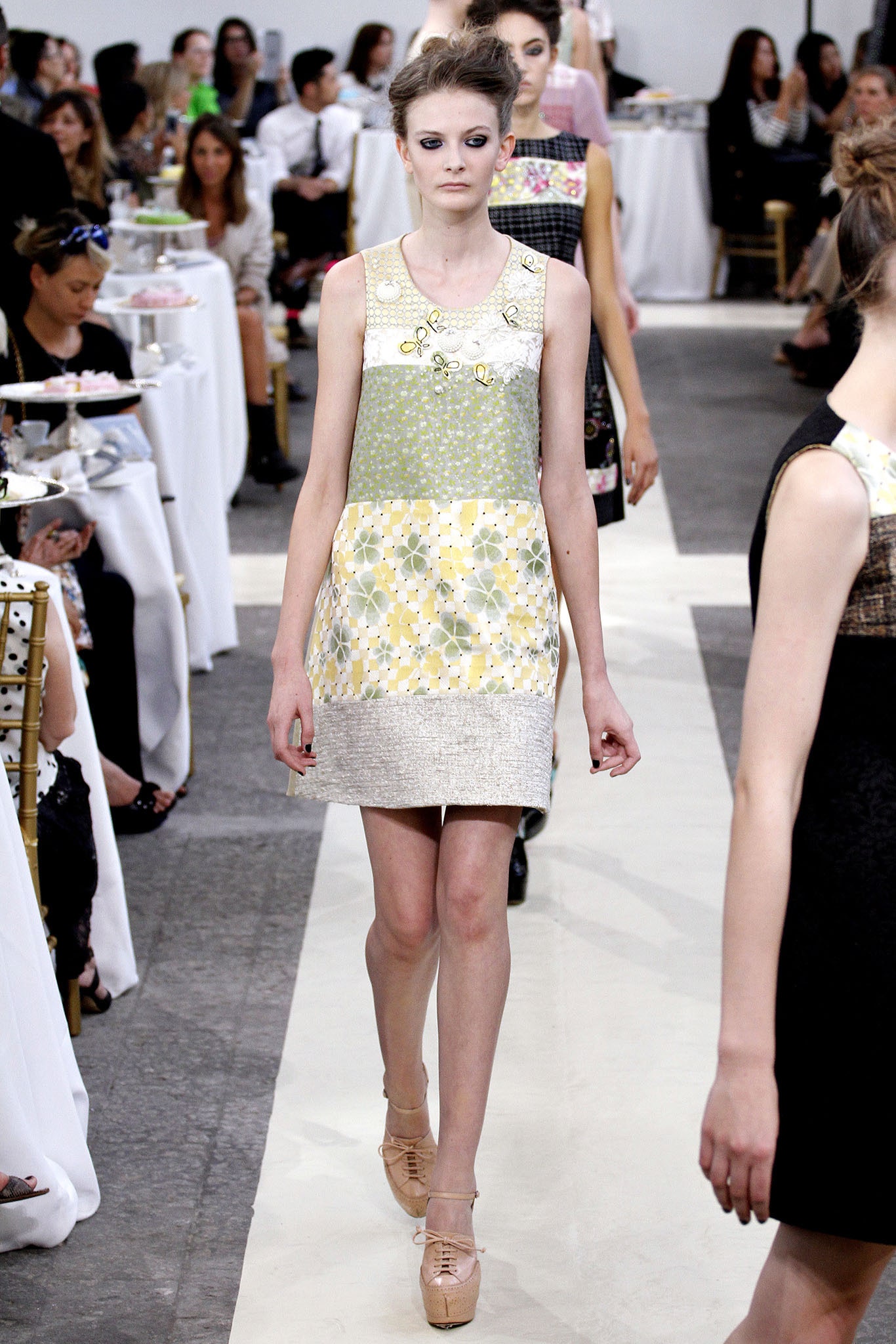green and yellow sleeveless dress