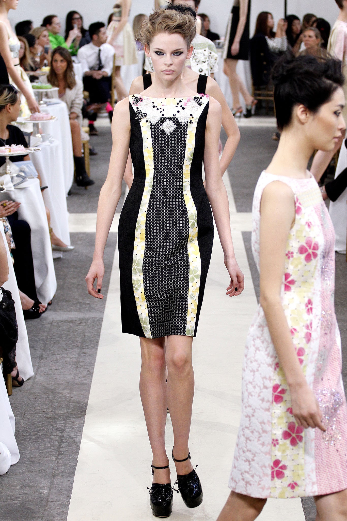 black and white color-blocked dress