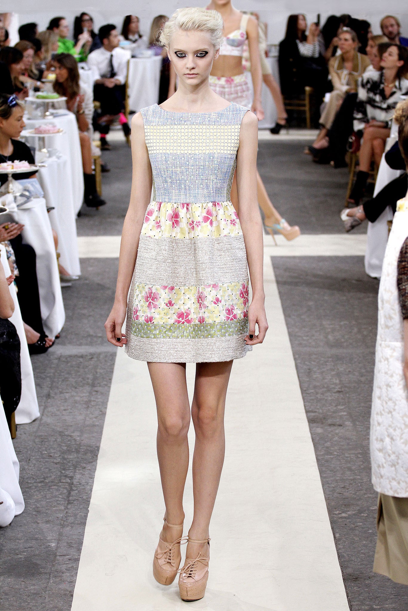 tiered embroidered mini dress