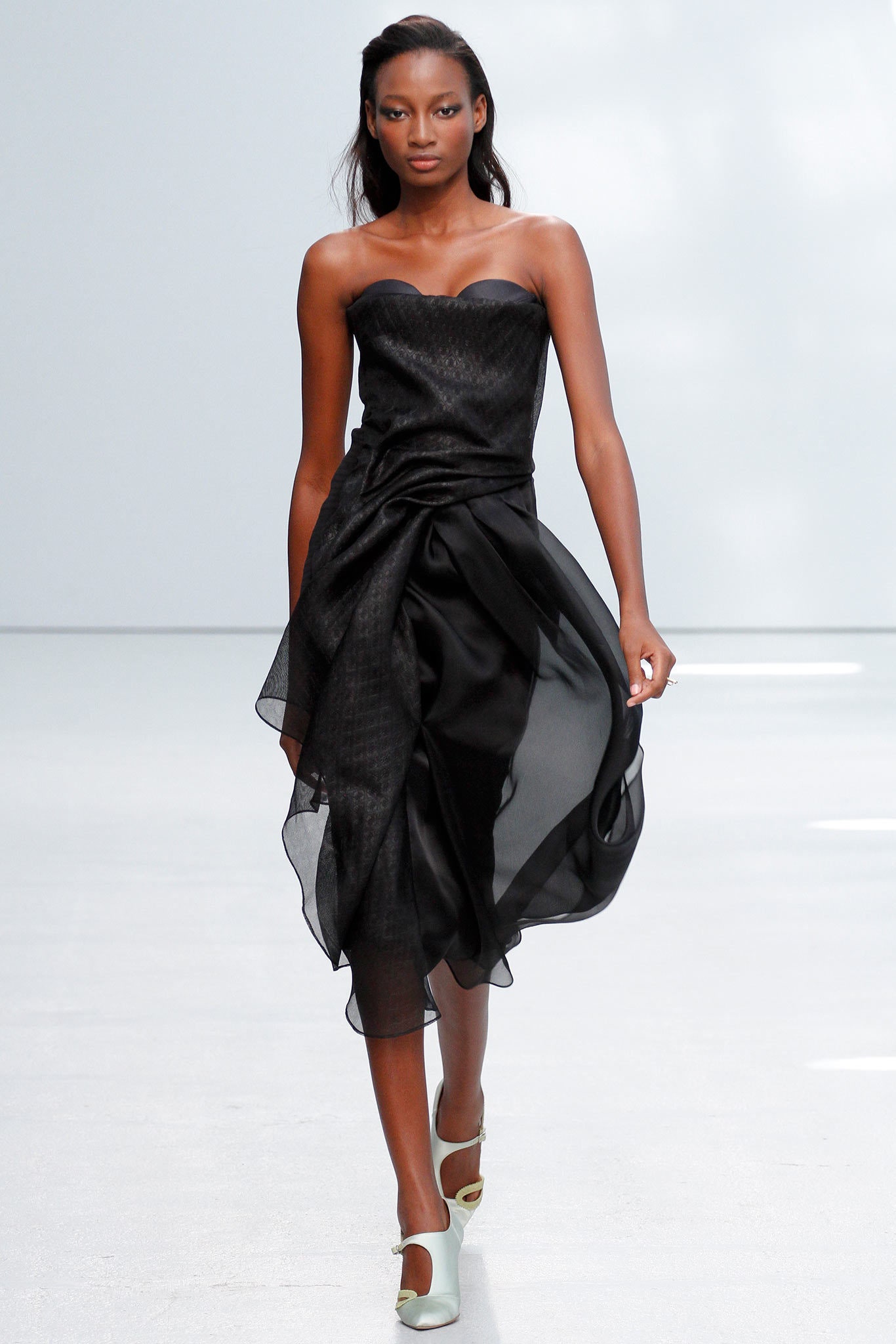 black silk strapless dress