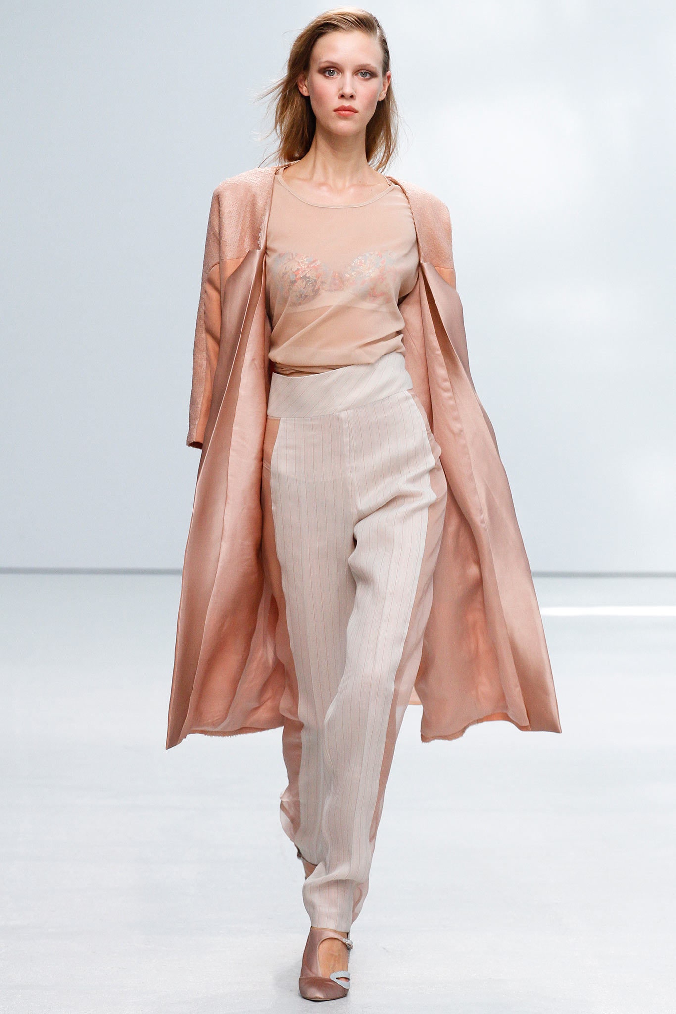 pink silk coat with embroidered top