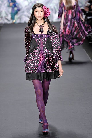 purple and black flared mini dress