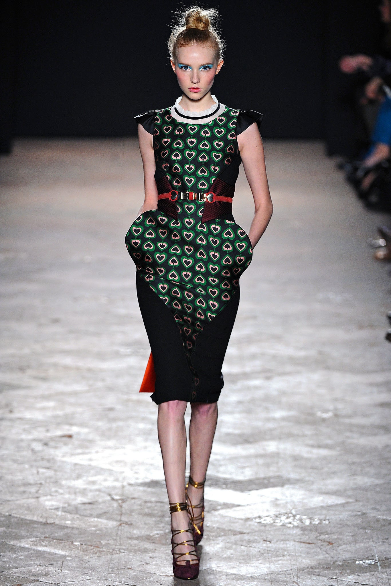 black green printed midi dress