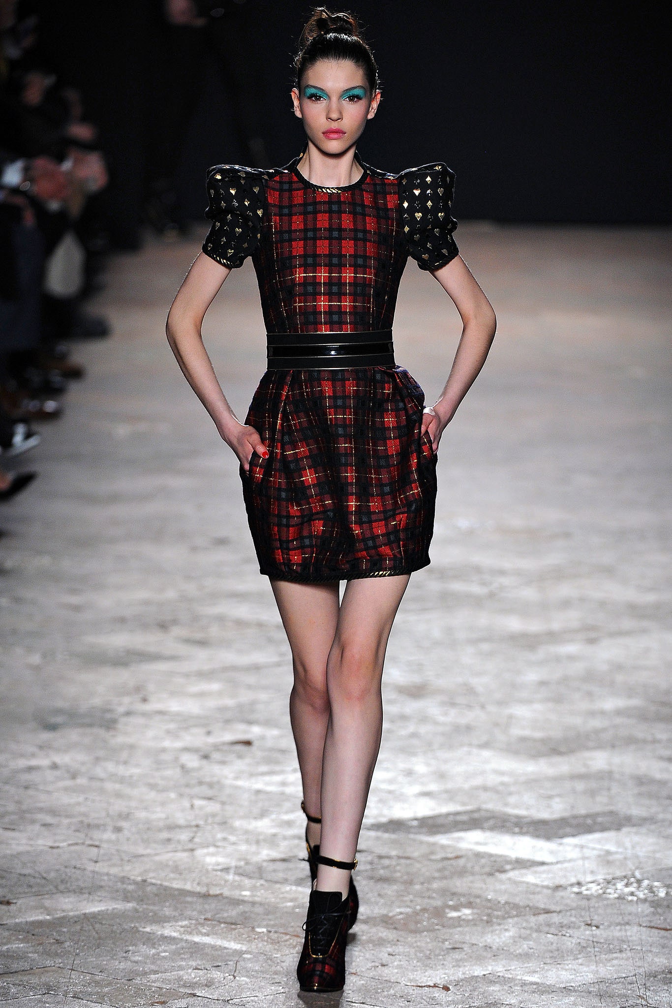 red and black fitted mini dress