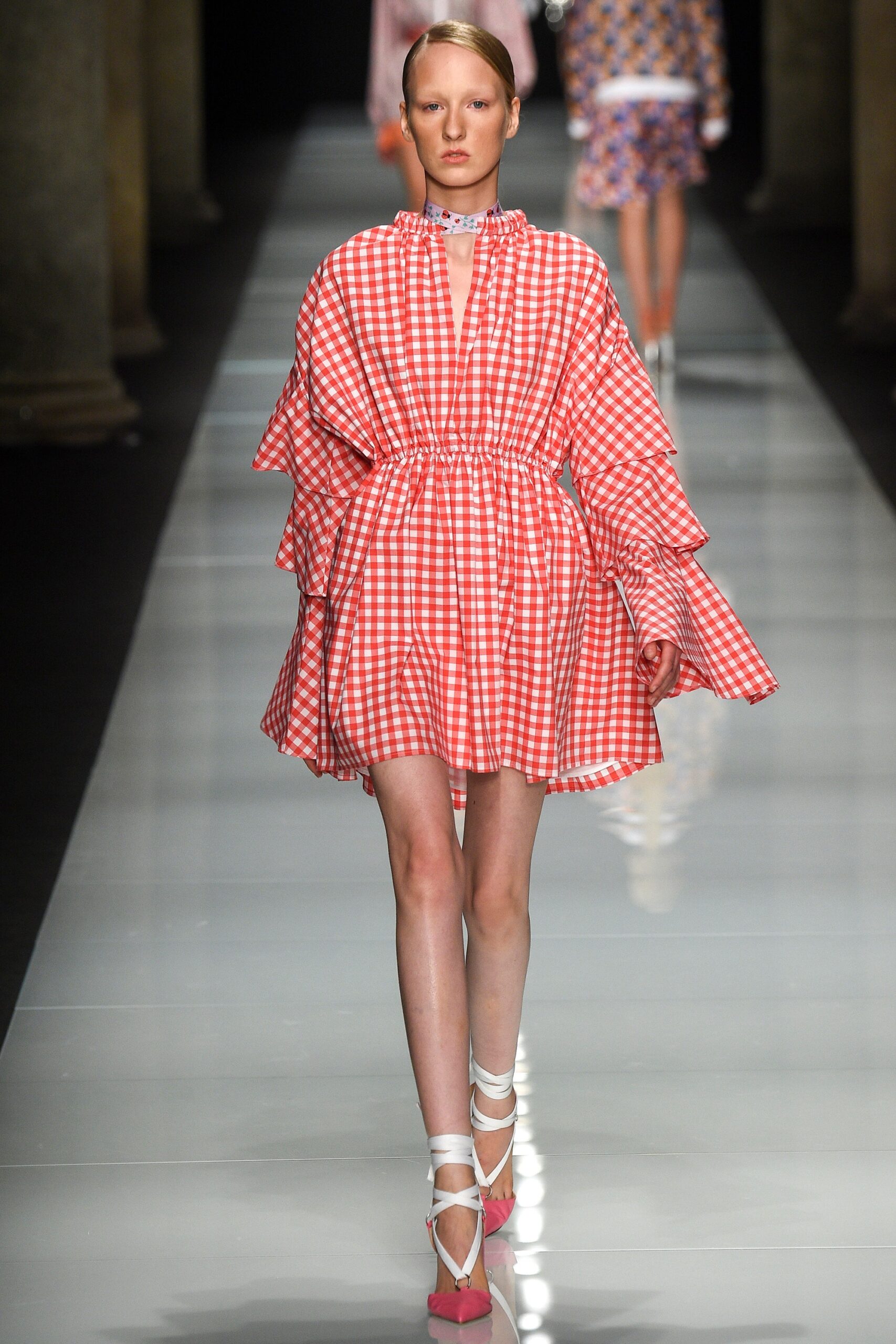 red and white checkered mini dress