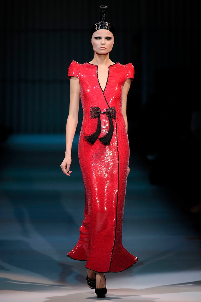 fitted red sequin gown