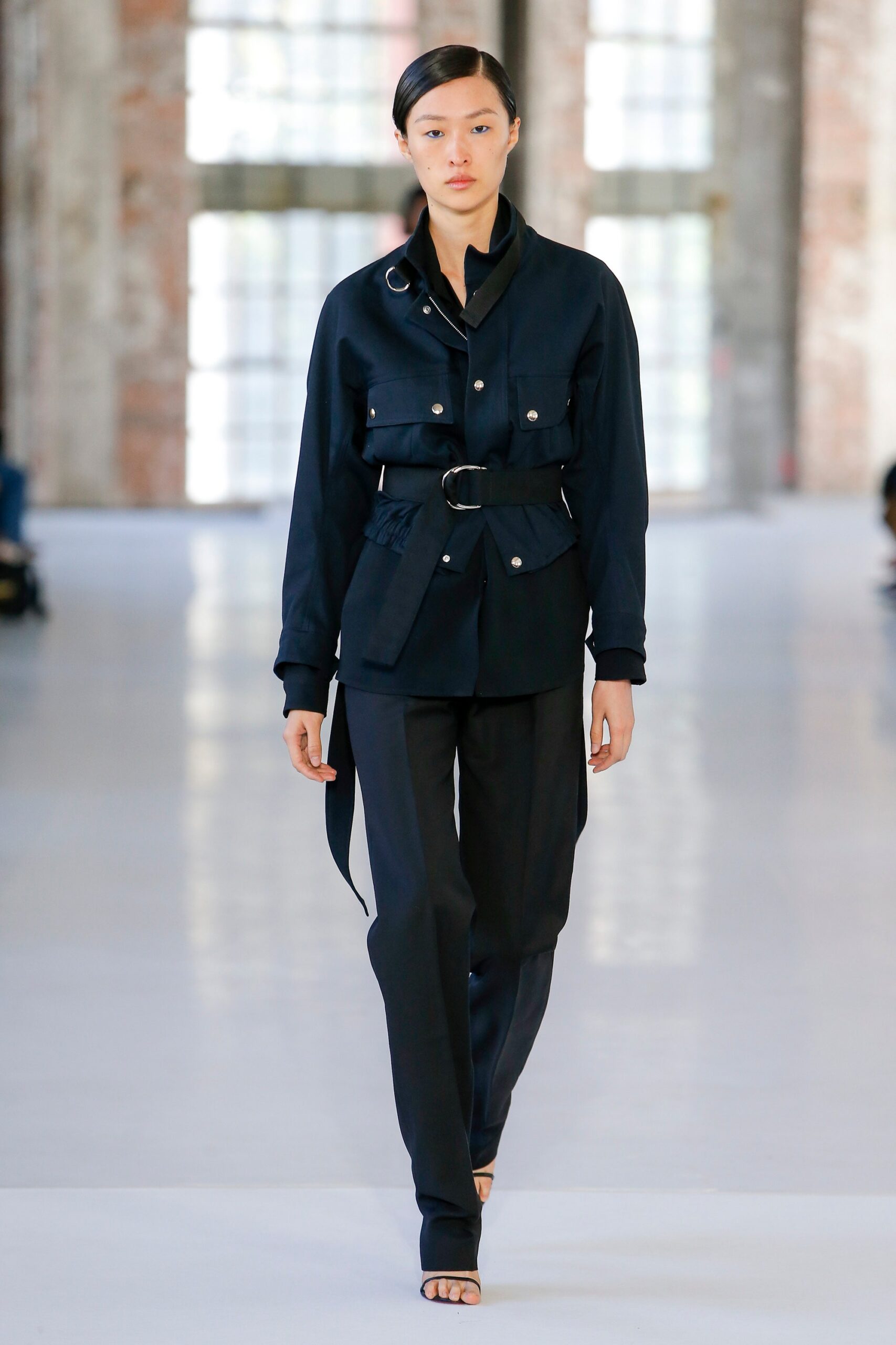 black fitted jacket and pants