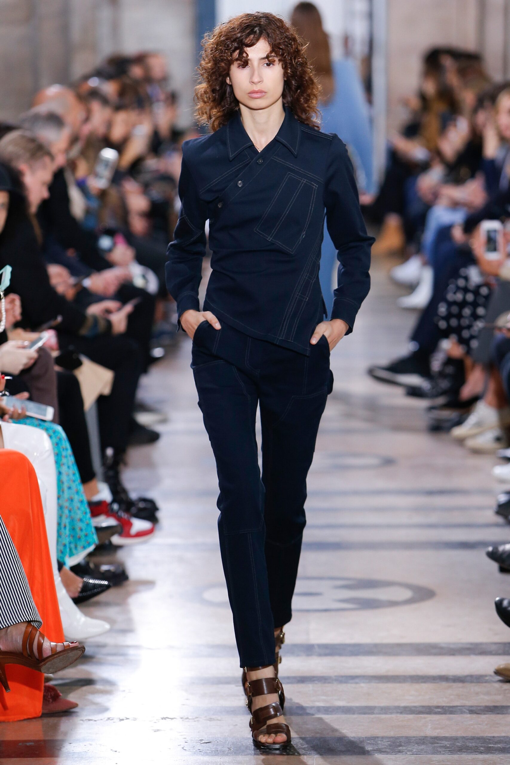 blue fitted jacket and pants