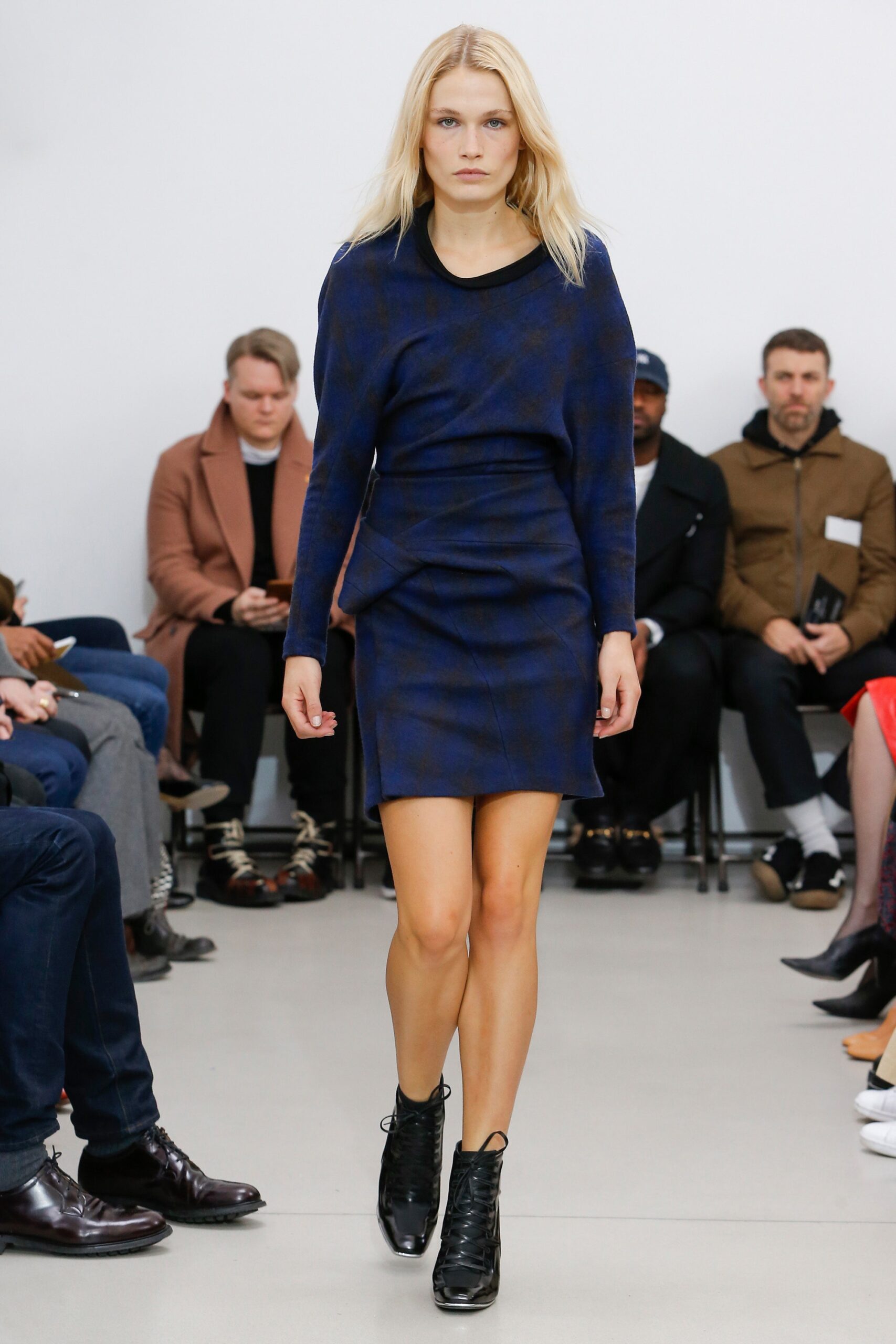 fitted blue cotton mini dress