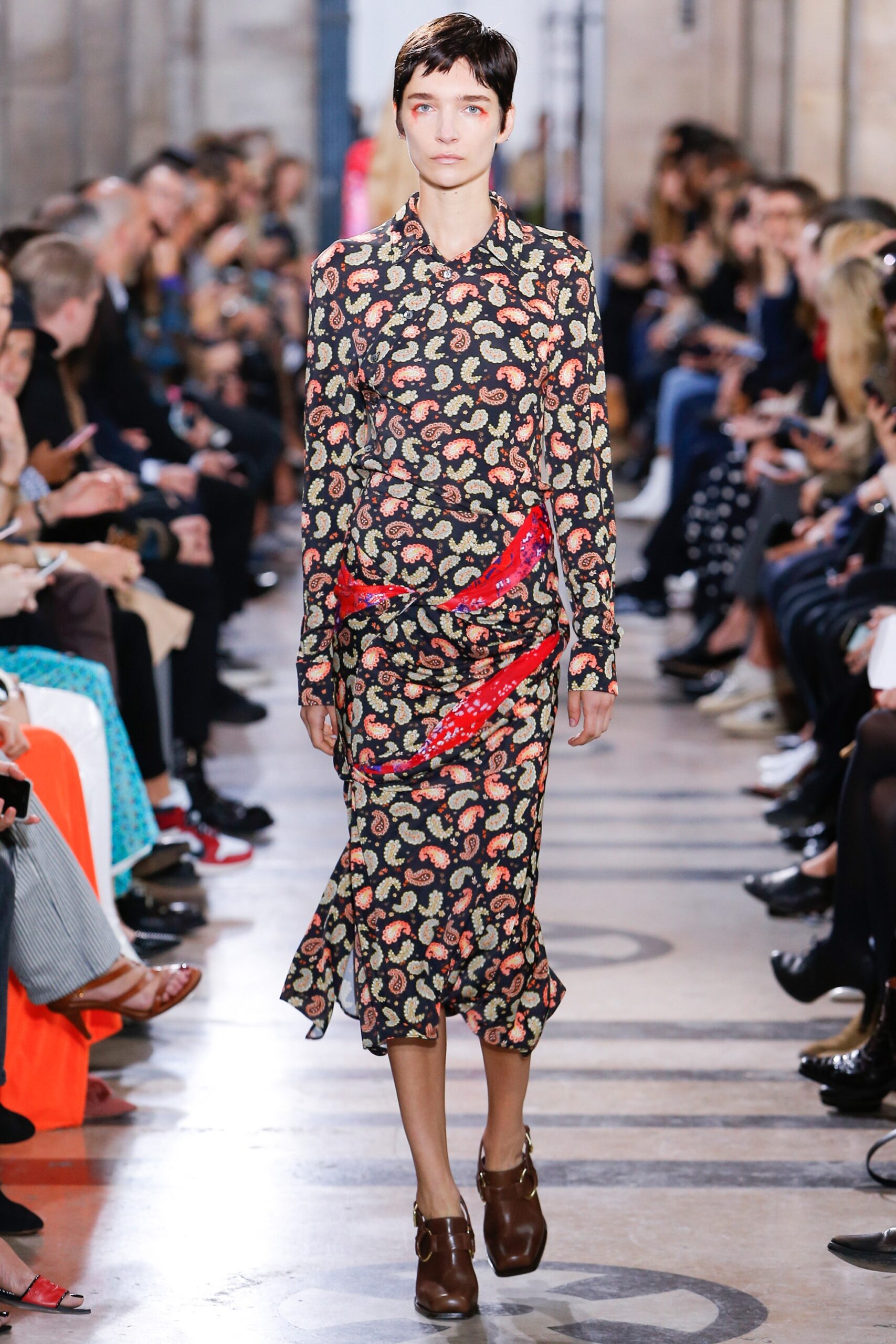 black and red printed midi dress