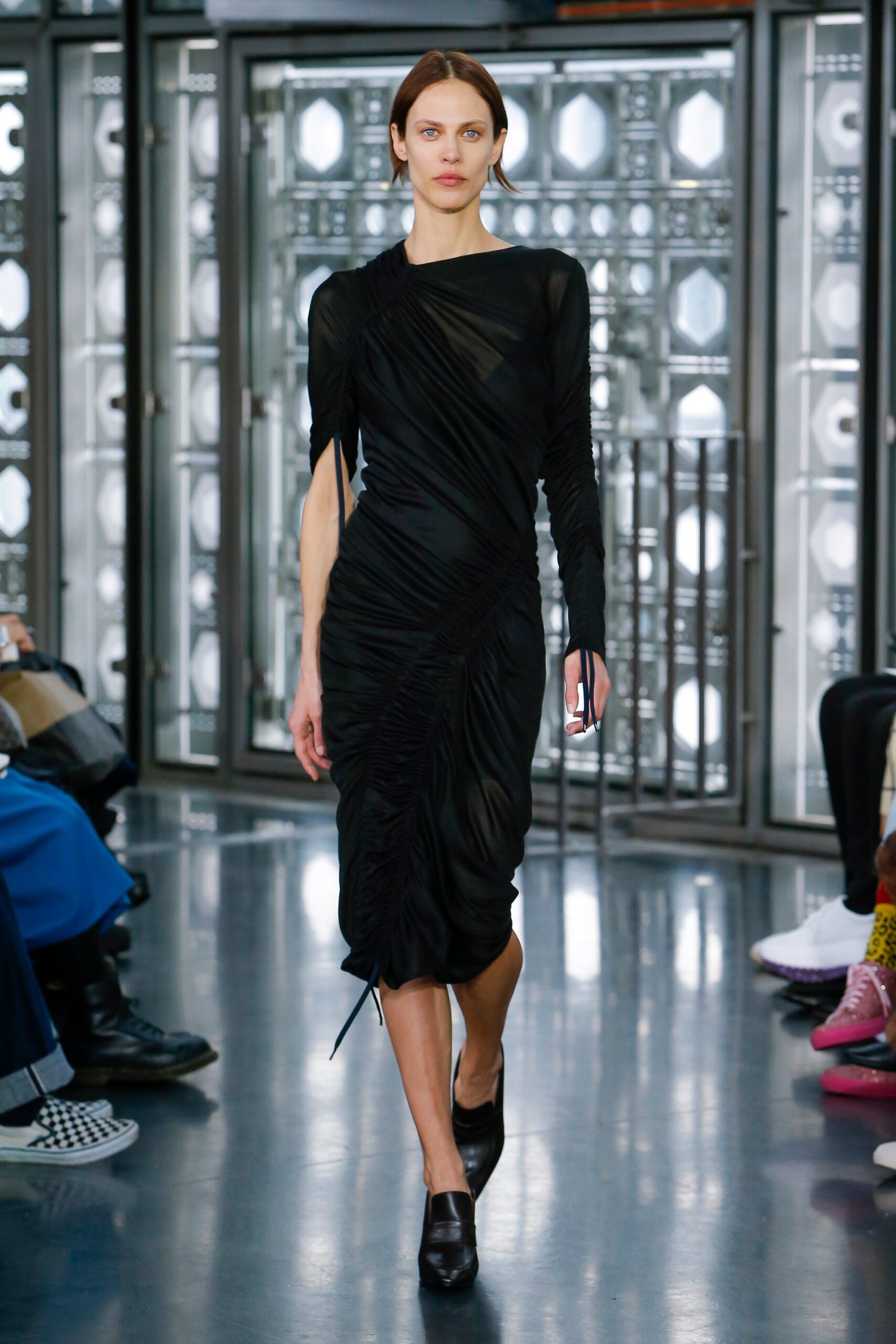 black silk fitted dress
