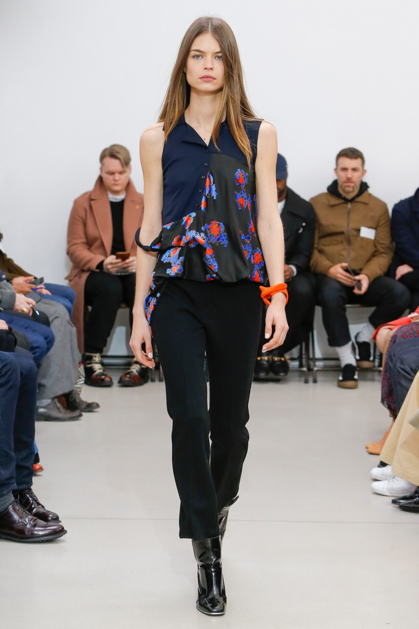 fitted black floral top with pants