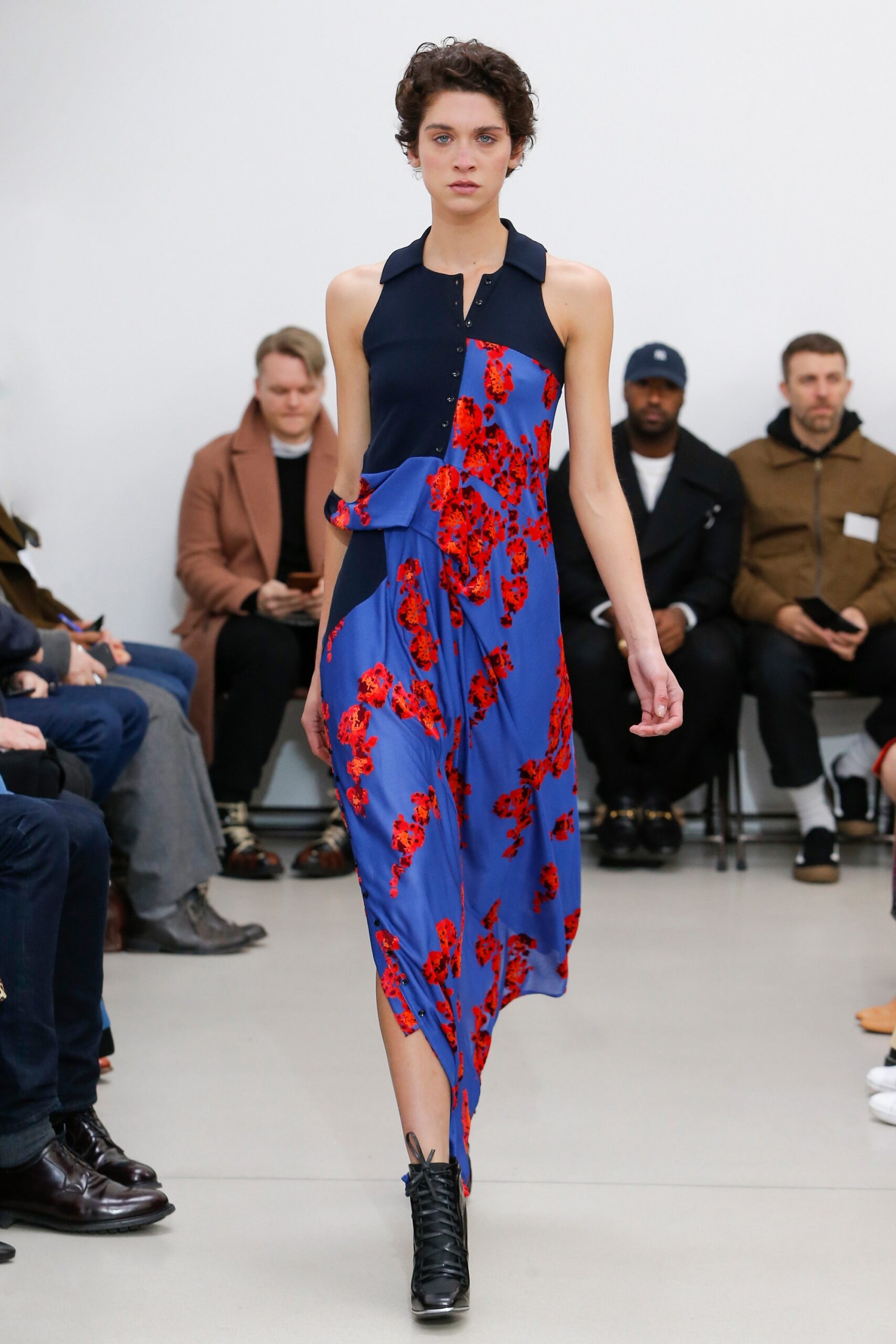 blue floral midi dress