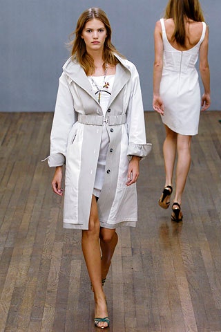 white trench coat and dress