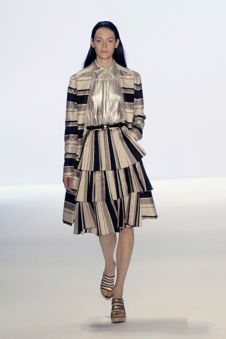 striped blazer and tiered skirt