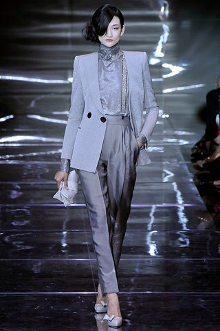 gray tailored blazer and pants