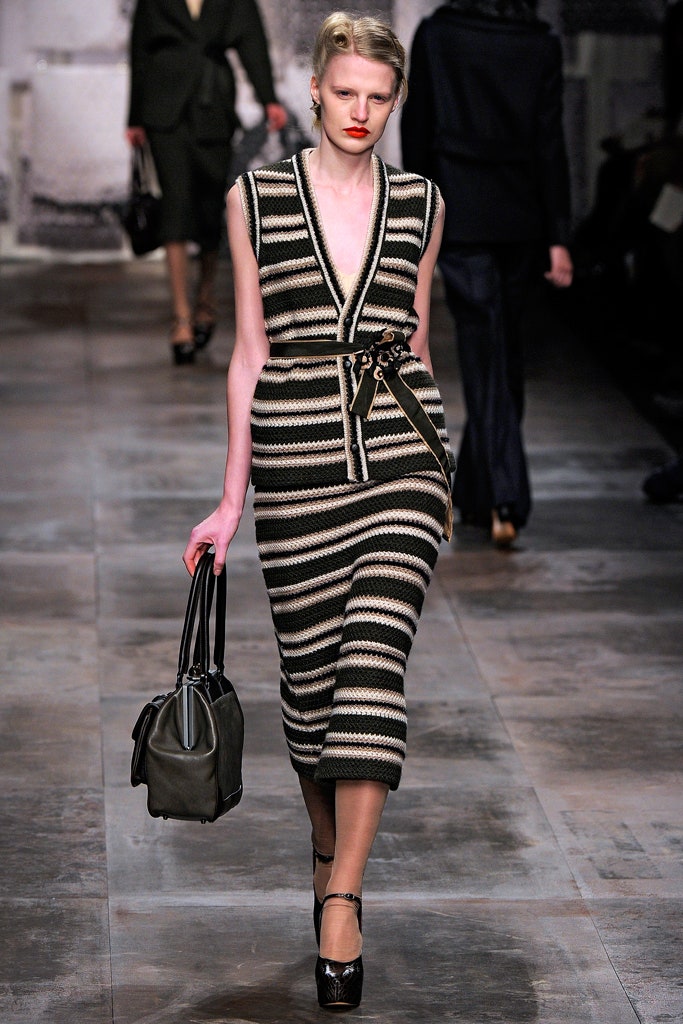 black and white striped fitted dress