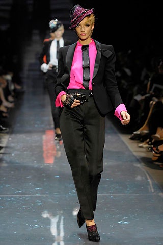 black satin tailored blazer with pink shirt