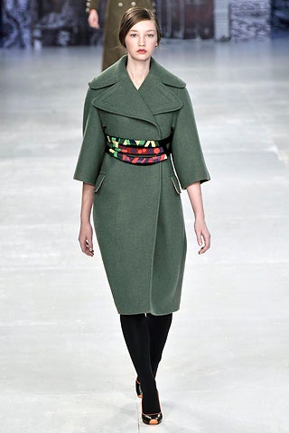 green wool belted coat