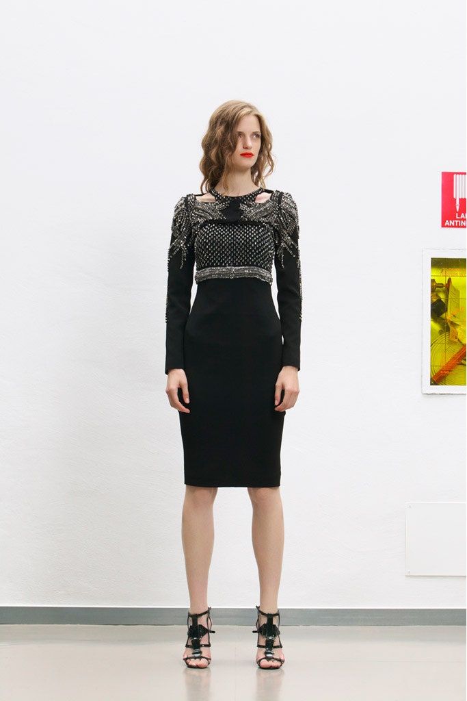 black fitted midi dress
