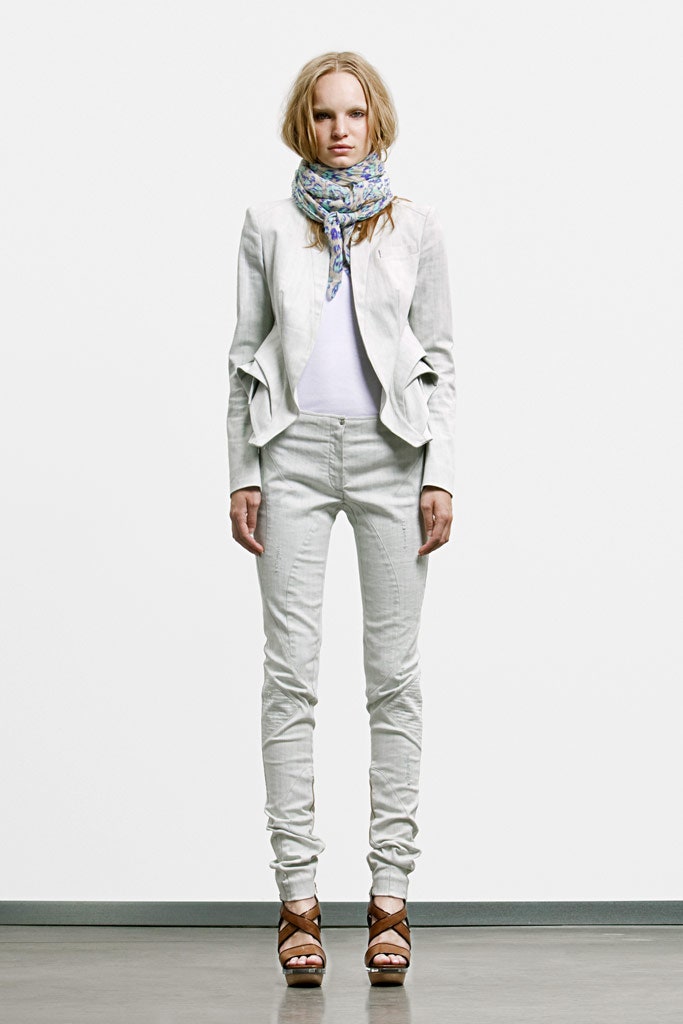 white tailored blazer with slim pants