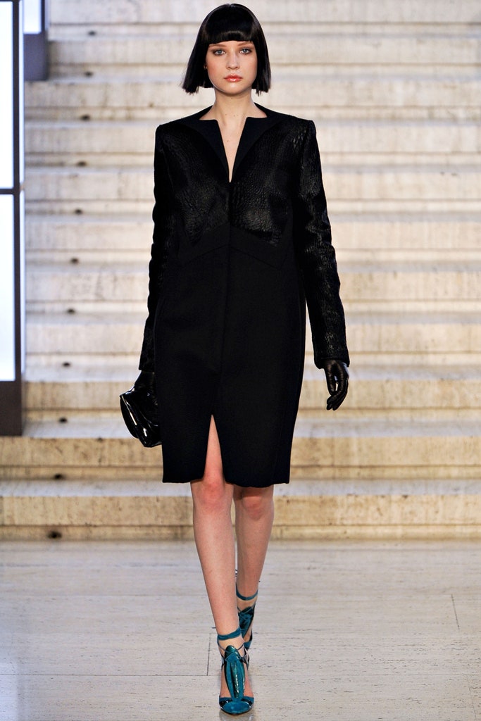 fitted black wool coat