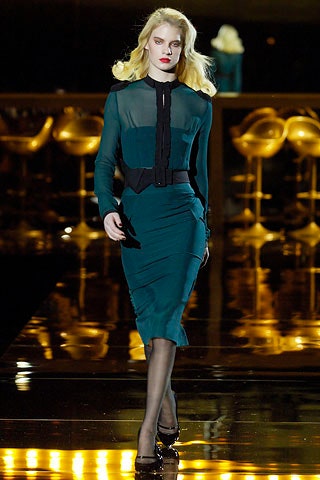 fitted green silk midi dress