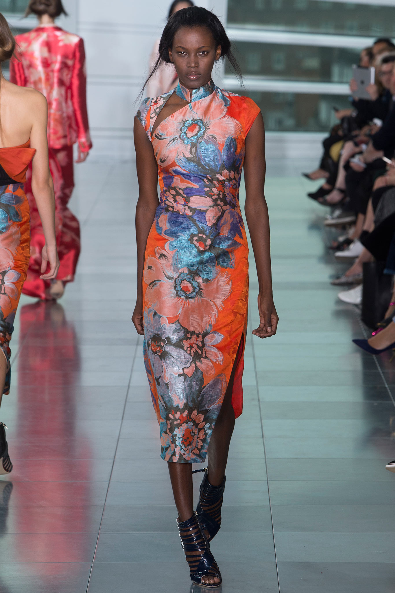 floral fitted midi dress