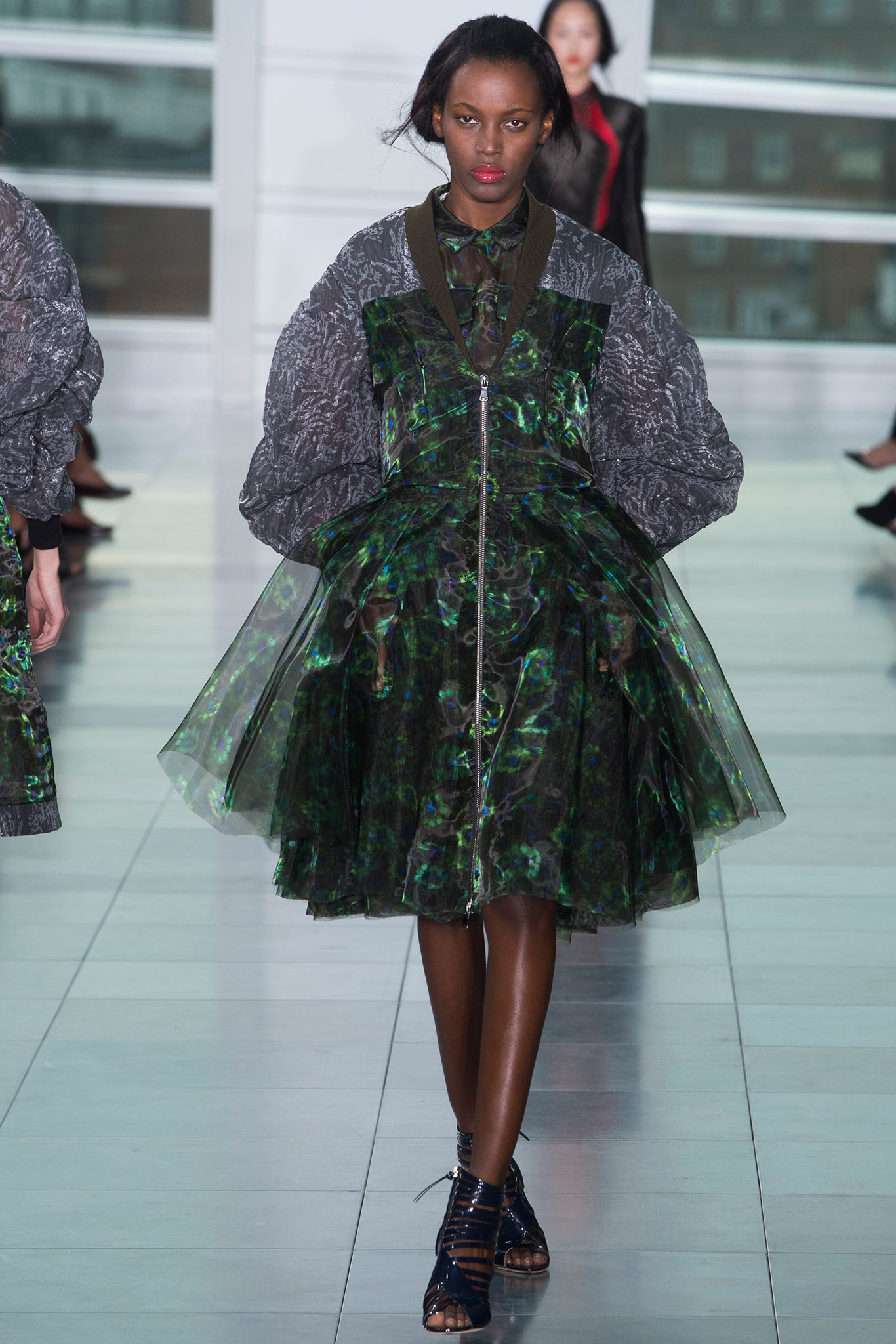 green black pleated mini dress
