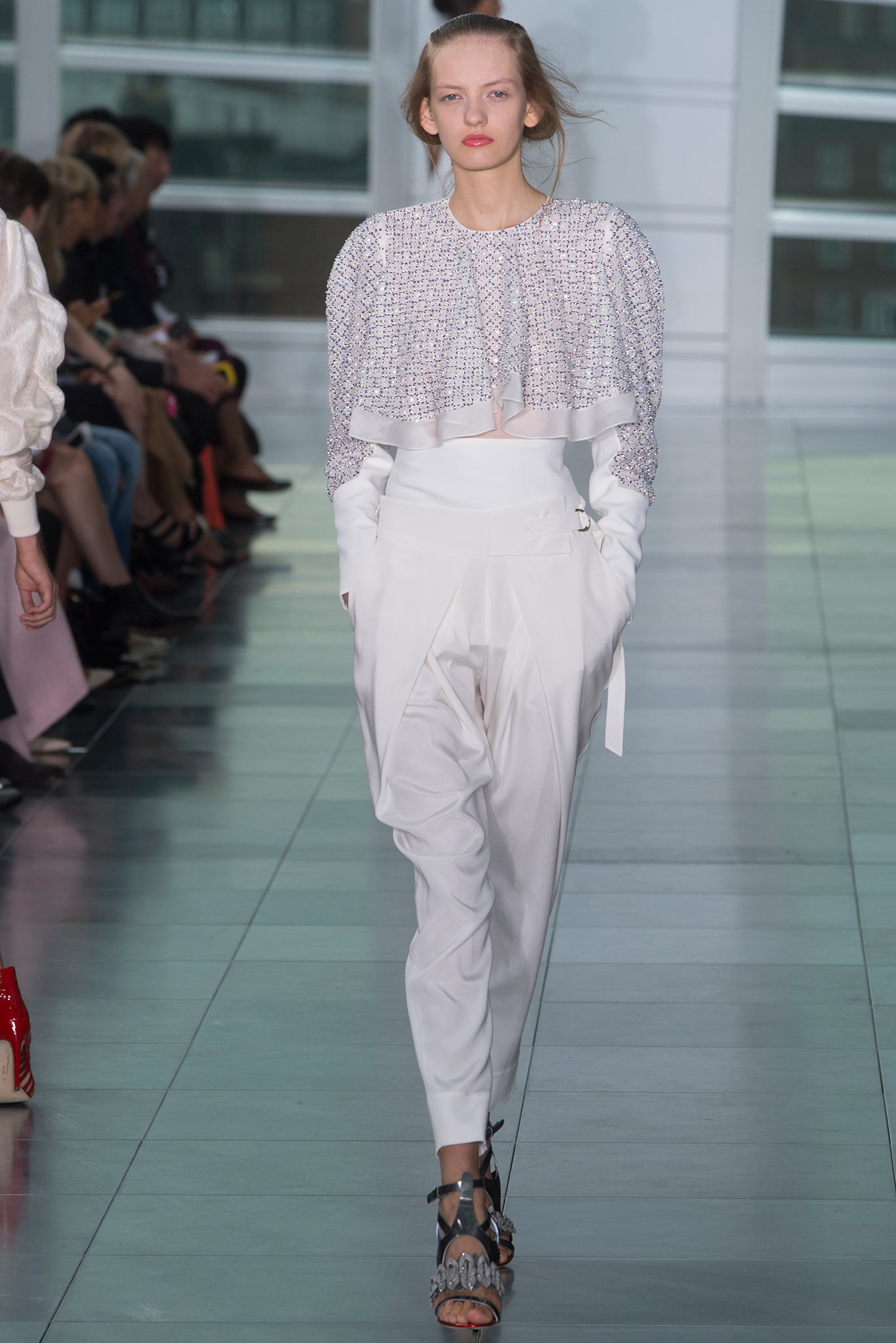 white fitted top and relaxed pants