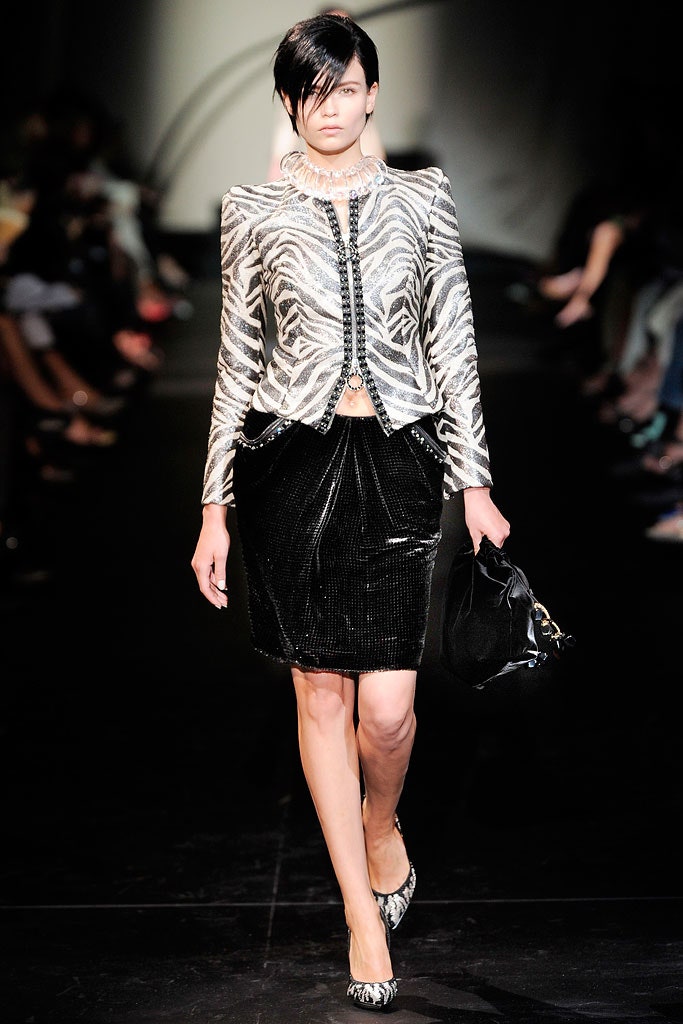 black and white fitted jacket with pencil skirt