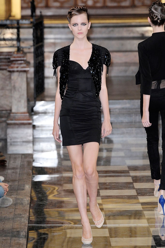 black mini dress with sequin jacket