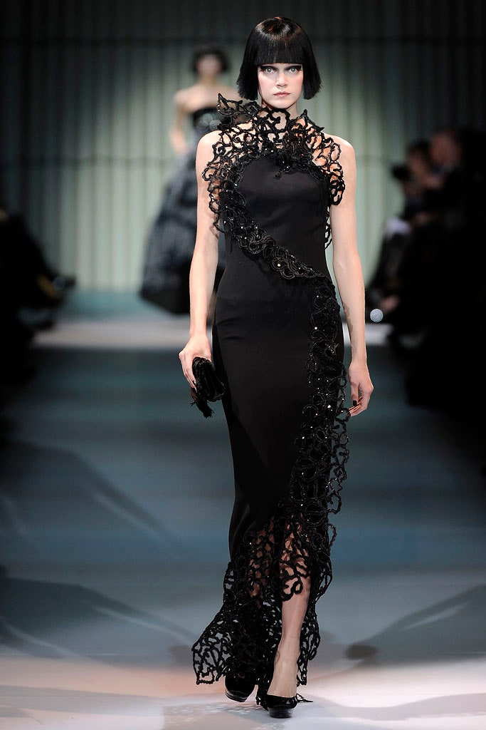 black silk fitted gown