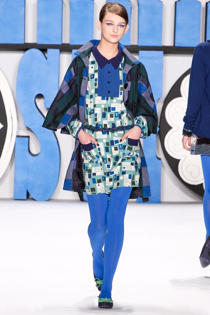 blue and green mini dress with coat