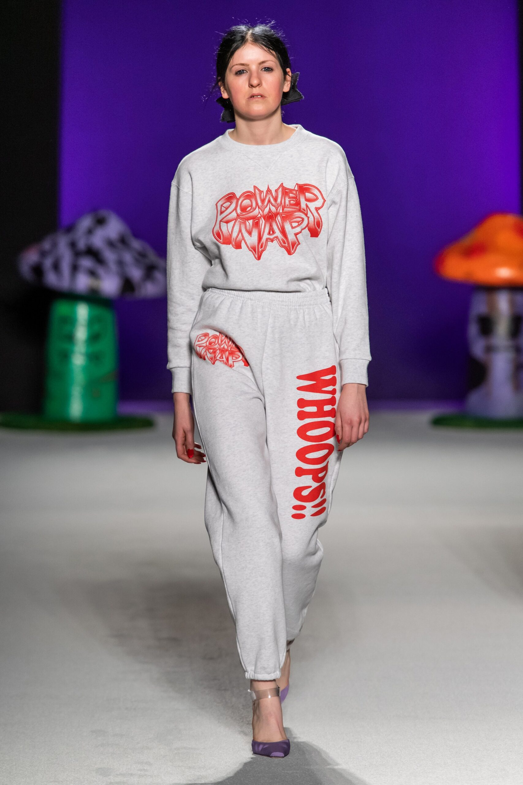 gray cotton relaxed printed pants