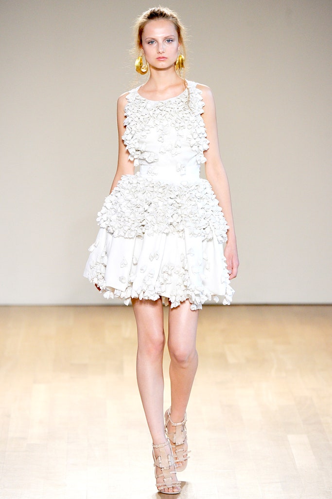 white ruffled mini dress