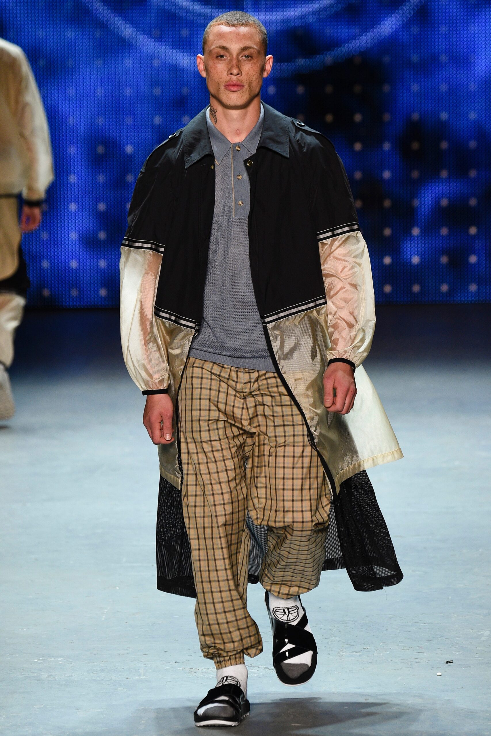 black and beige layered jacket