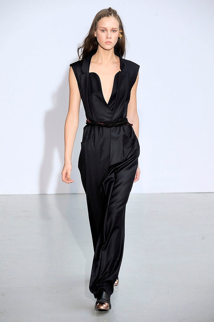 black silk sleeveless jumpsuit