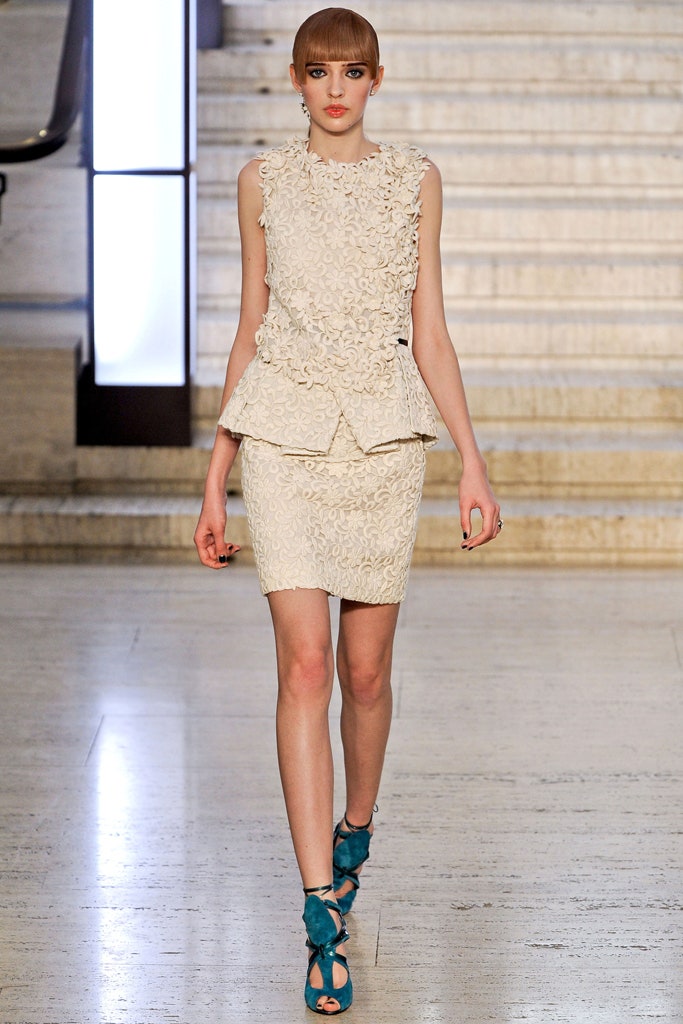 beige lace fitted mini dress