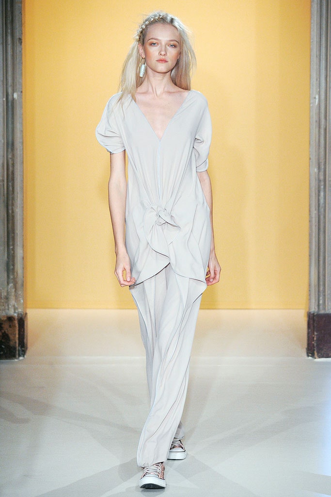 gray silk relaxed maxi dress